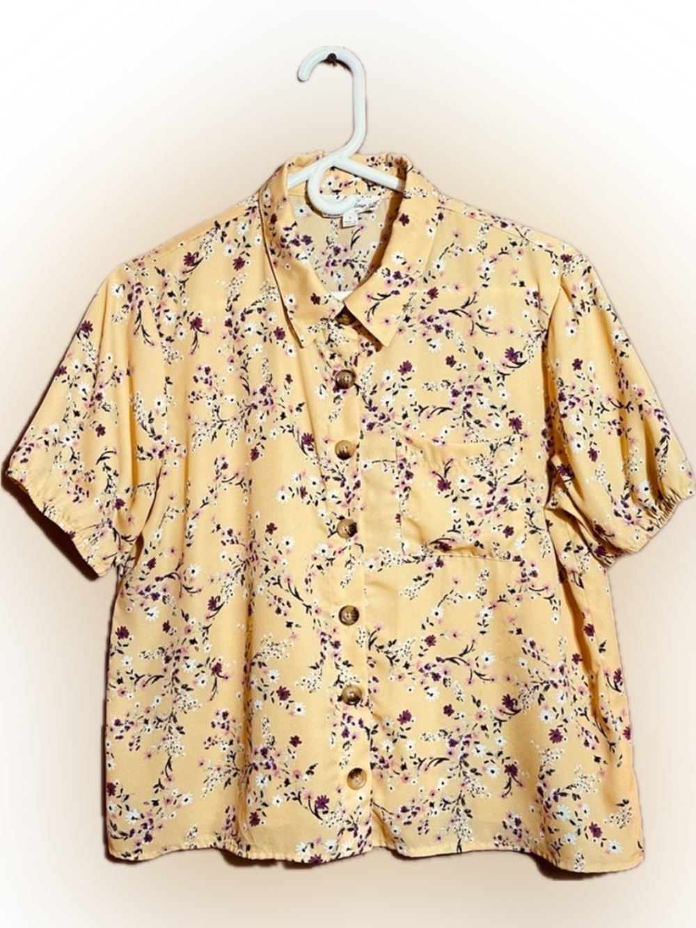 Pink Rose Floral Button Down Large Shirt GUC